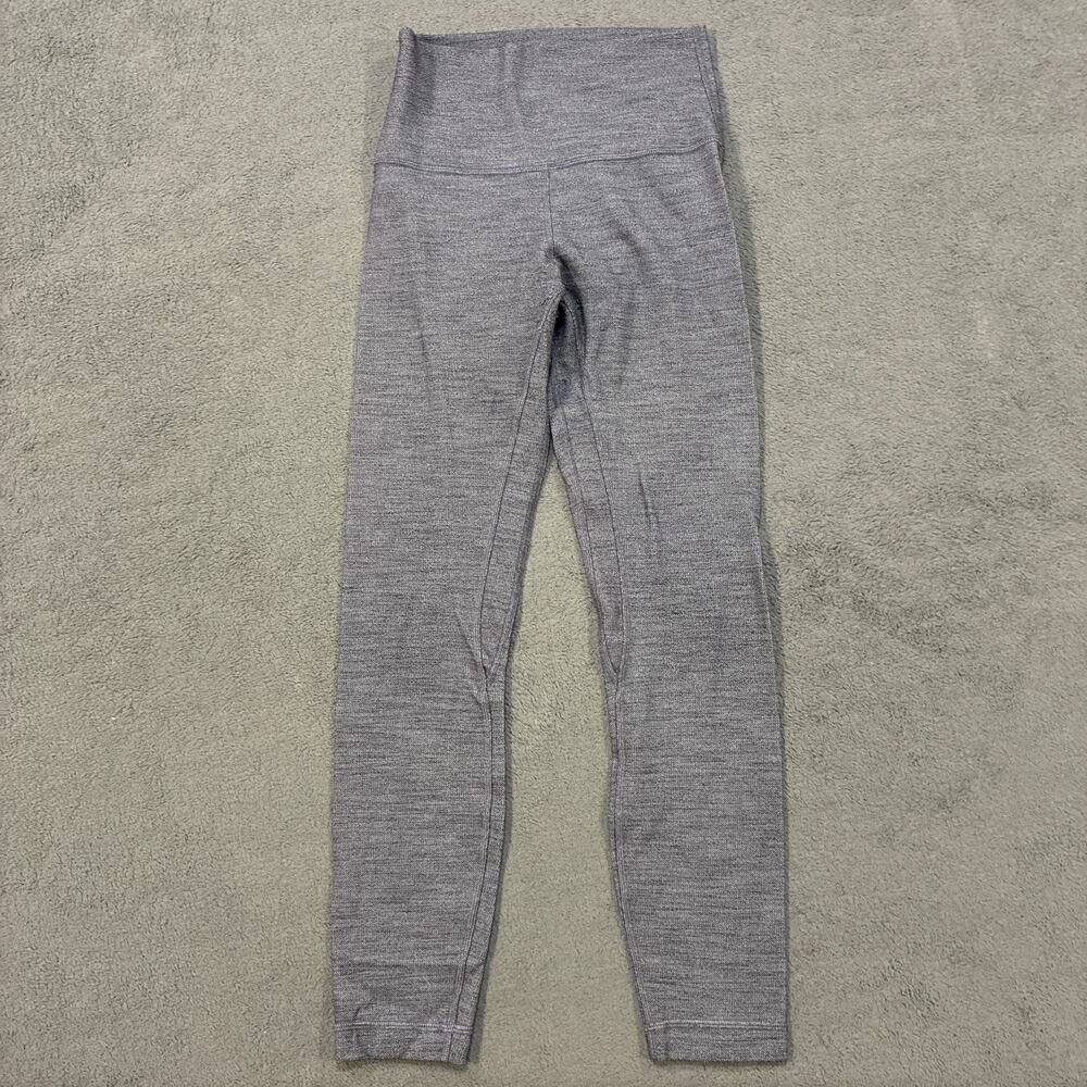 Lululemon Wunder Under Herringbone Grey Knit Yoga Leggings Women's Size 4